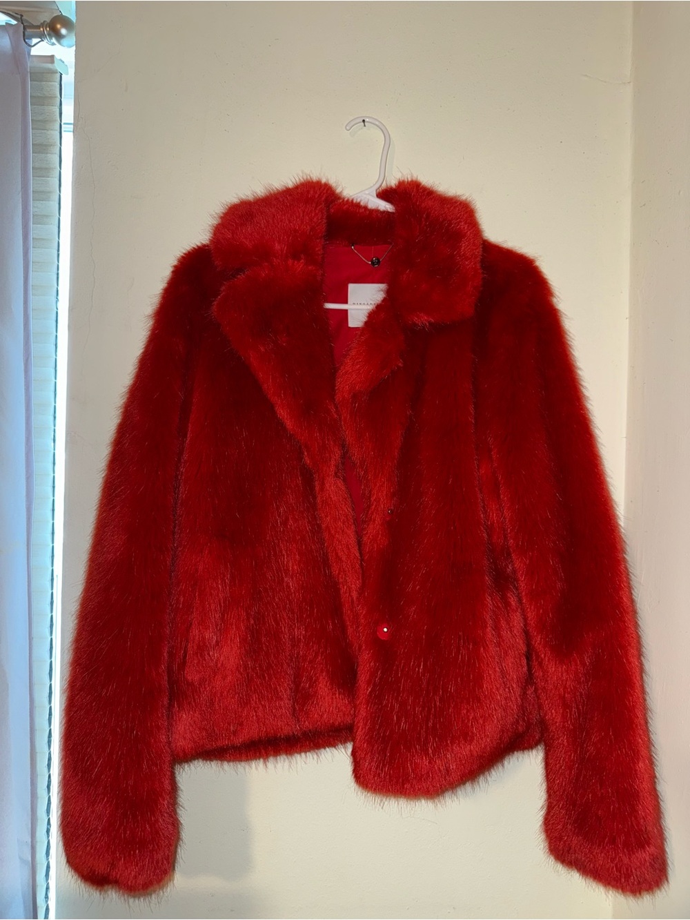 Red Faux Fur Jacket - Women’s Cozy Statement Coat